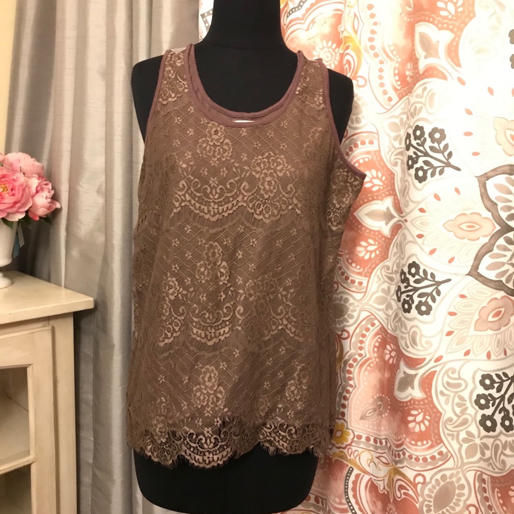bronze lace tank top